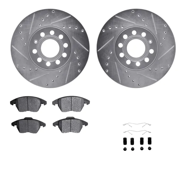 R1 Concepts WGSH1-74079 eLINE Rotor - Drilled & Slotted - Silver W/ Performance Pads